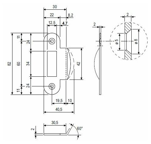 Замок AGB (АГБ) B01102.50.34 под фиксатор WC (матовый хром) MEDIANA EVOLUTION с ответной планкой B01000.13.34 - фотография № 7