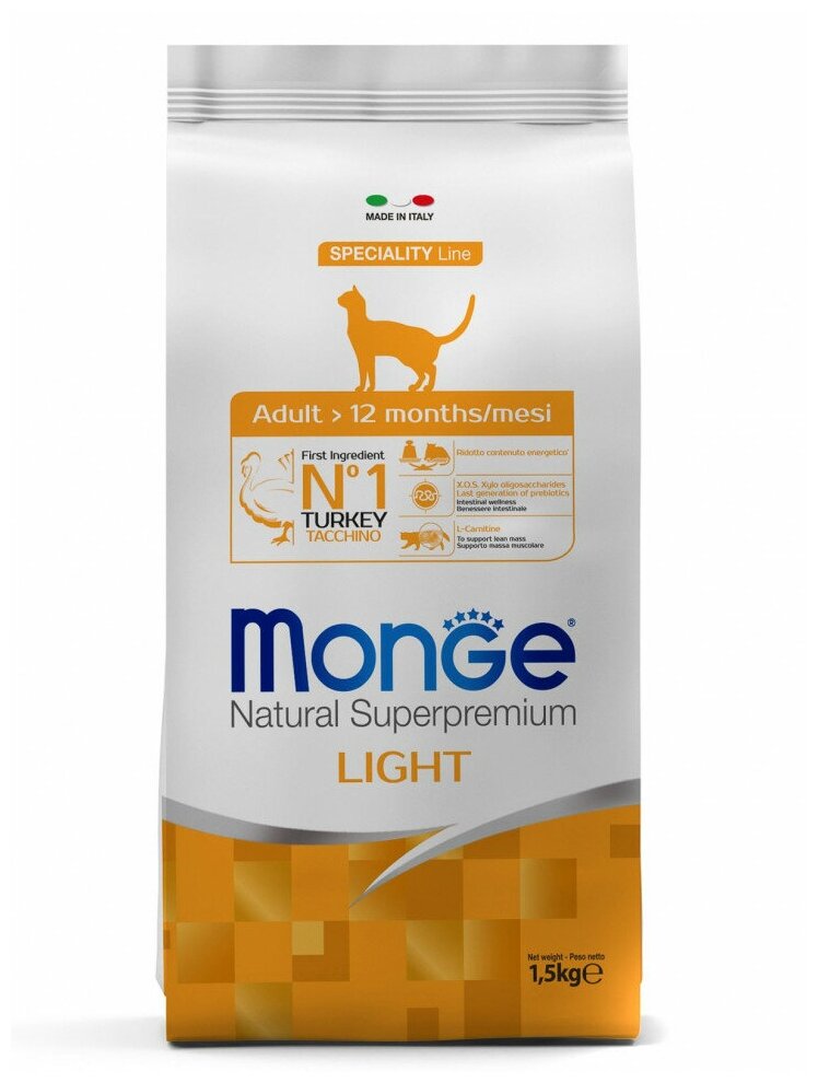 Monge Cat Speciality Light низкокалорийный корм для кошек с индейкой 1,5 кг - фотография № 20
