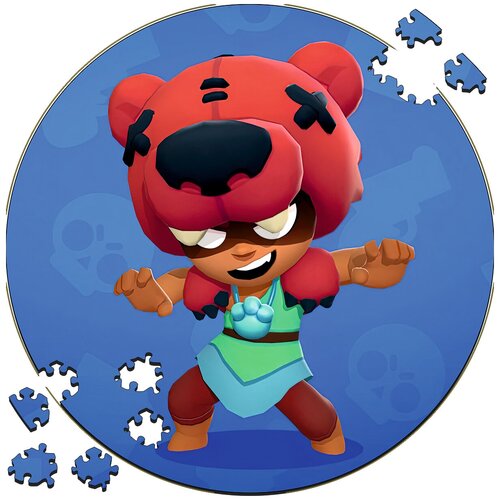 Деревянный пазл - картина на стену Бравл Старс Нита Мишка Brawl Stars Nita Bear 169 деталей 30х30см