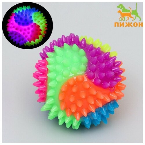 пижон мячик светящийся для собак футбол tpr 6 5 см микс цветов Мяч для собак светящийся, TPR, 7,5 см, микс цветов