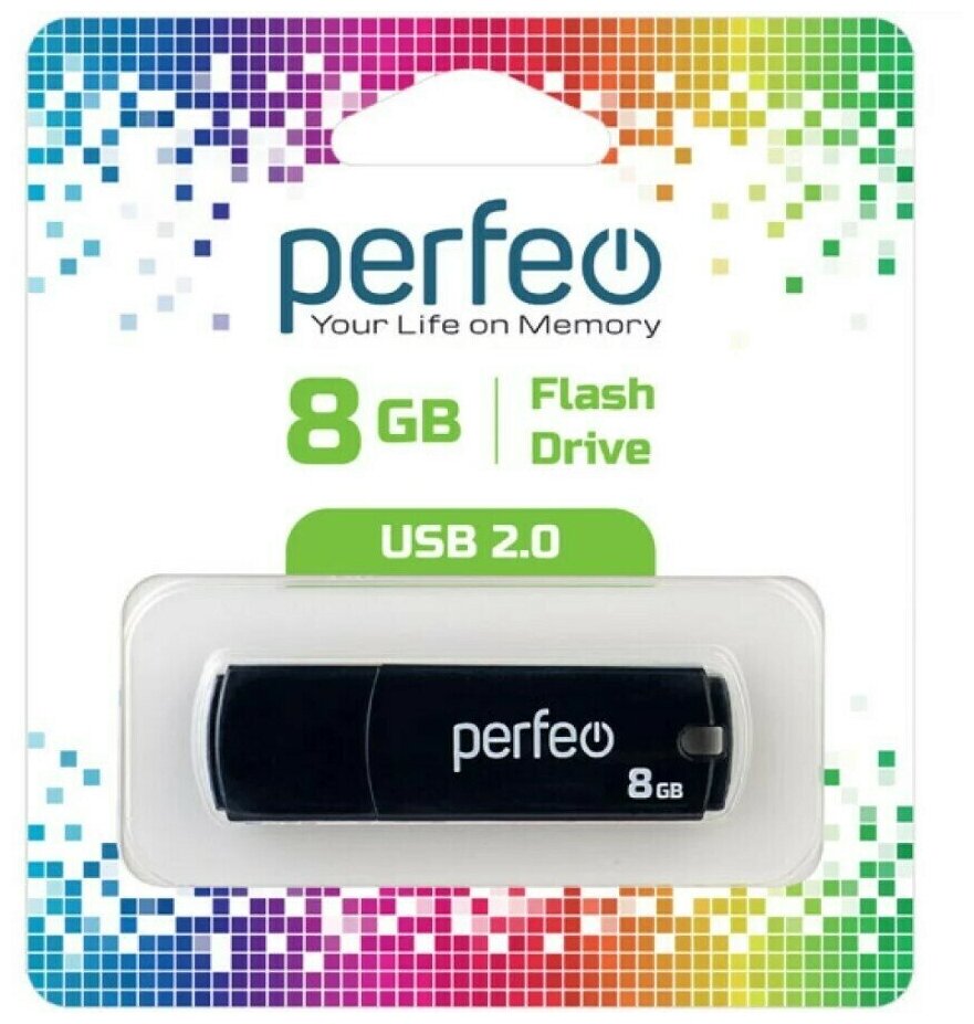 USB Флеш-накопитель USB накопитель Perfeo 8GB C05 Black