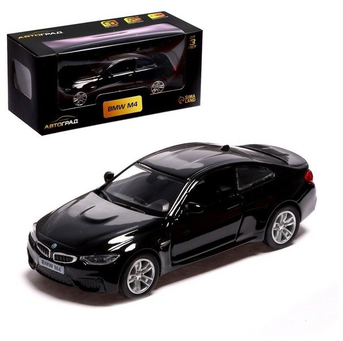 Машина металлическая BMW M4 COUPE, 1:32, инерция, открываются двери, цвет чёрный