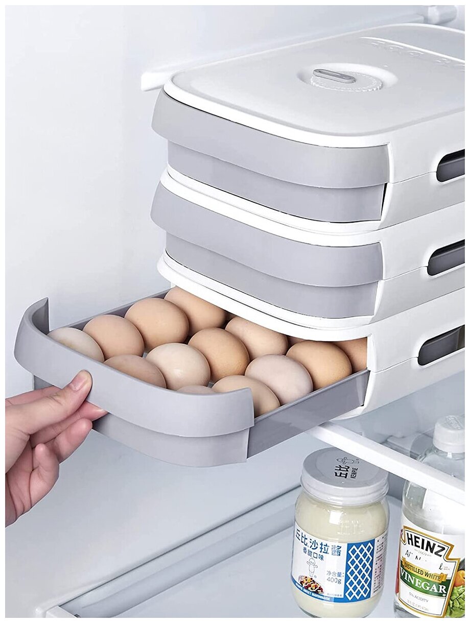 Подставка для яиц с крышкой / Контейнер для хранения яиц / Органайзер для яиц в холодильник / Коробка для яиц розовый - фотография № 4
