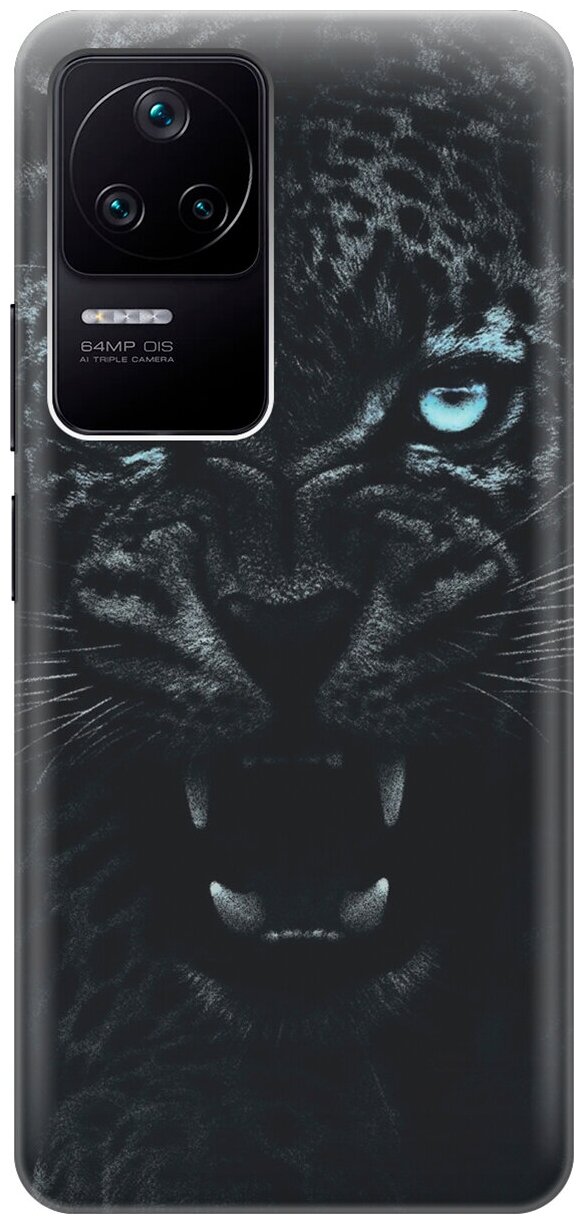 Силиконовый чехол на Xiaomi Poco F4, Сяоми Поко Ф4 с принтом "Голубоглазая пантера"
