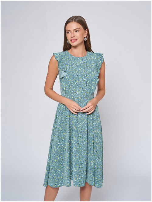 Платье 1001dress, повседневное, миди, размер 42, зеленый