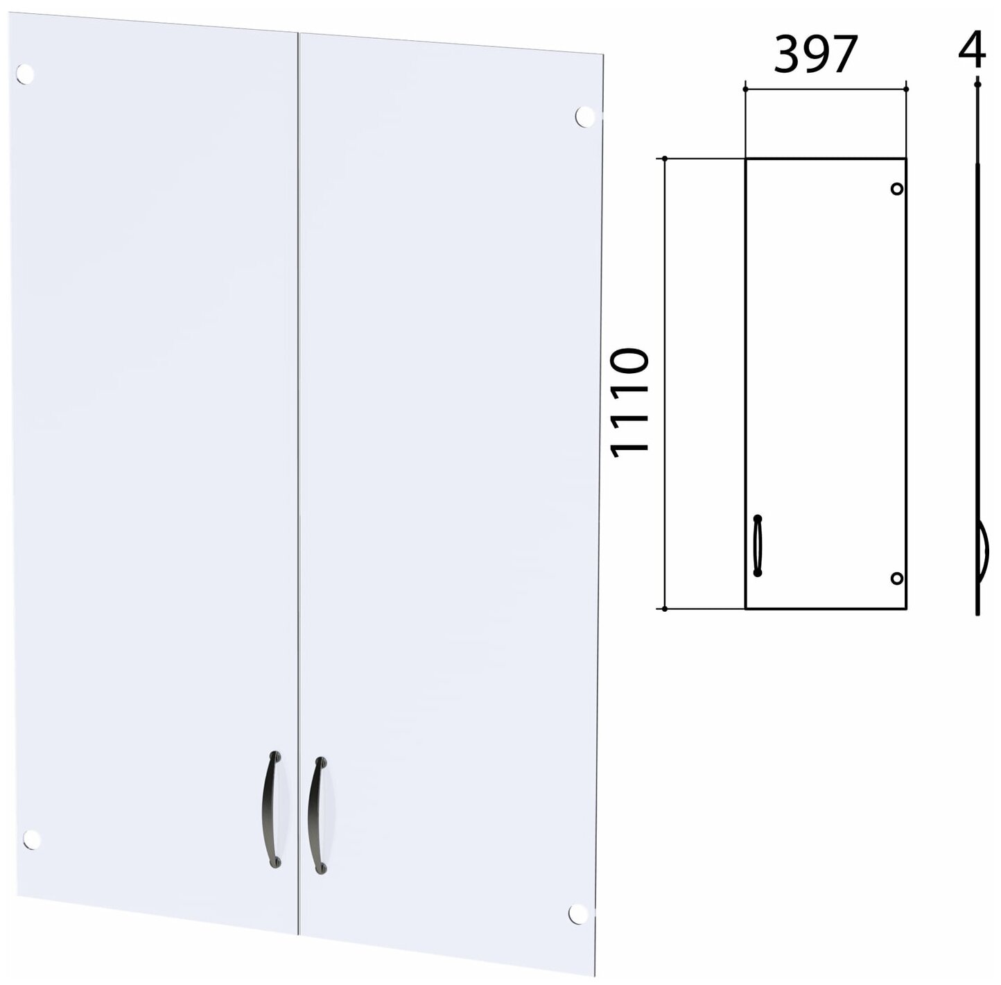 Дверь стекло "Этюд", комплект 2 шт, 397х4х1110 мм, 400668-78