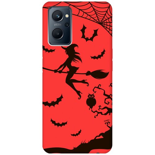 Силиконовый чехол на Realme 9i, Рилми 9и Silky Touch Premium с принтом Witch on a Broomstick красный матовый soft touch силиконовый чехол на realme 9i рилми 9и с 3d принтом raccon in a hollow черный