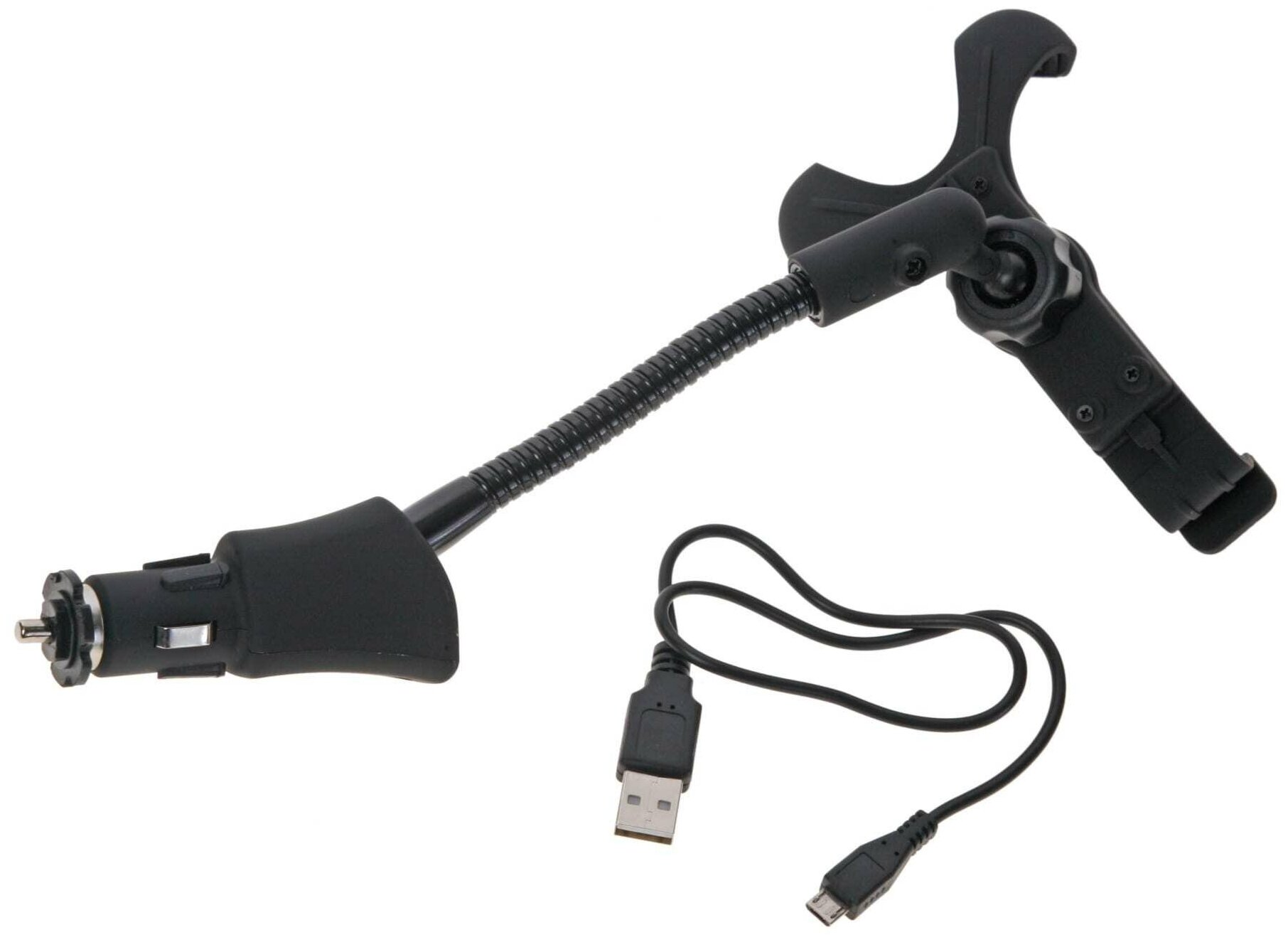 Держатель планшета PH-5041 BLACK (коммуникатор, GPS и др.) 360" 120-150мм в гнездо прикуривателя с USB 12V автостоп