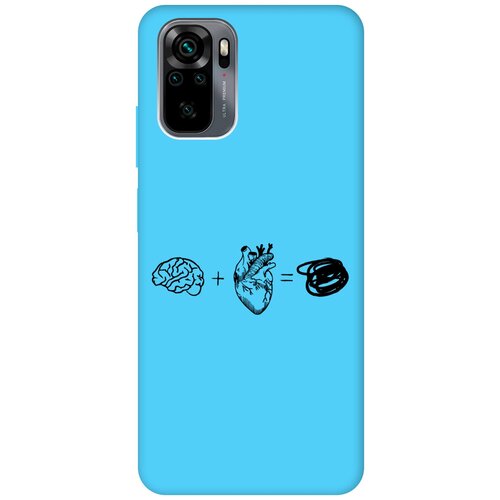 Силиконовый чехол на Xiaomi Redmi Note 10, Note 10S, Сяоми Редми Ноут 10, Ноут 10С Silky Touch Premium с принтом Brain Plus Heart голубой силиконовый чехол на xiaomi redmi 10 сяоми редми 10 silky touch premium с принтом brain plus heart голубой