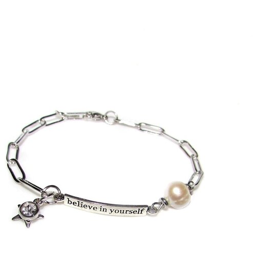 фото Браслет с надписью поверь в себя (believe in yourself) и жемчужиной zhen_studio