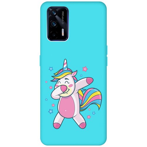 Матовый чехол Unicorn Dab для Realme GT / Рилми ГТ с 3D эффектом бирюзовый матовый чехол unicorn and candy для realme gt рилми гт с 3d эффектом розовый