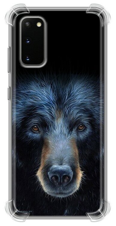 Дизайнерский силиконовый с усиленными углами чехол для Самсунг S20 / Samsung Galaxy S20 Медведь