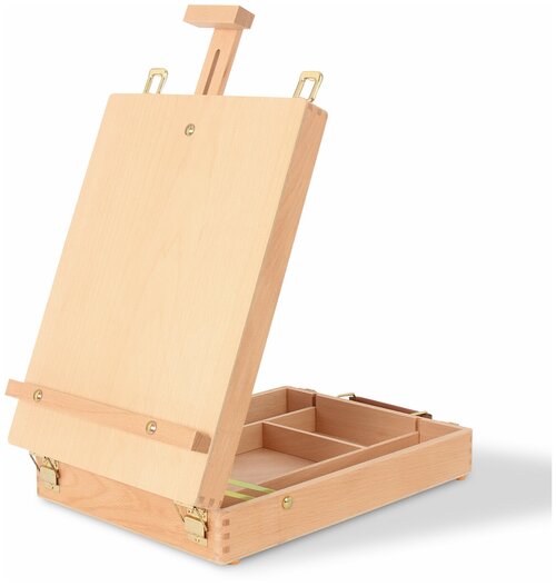 Этюдный ящик мольберт деревянный для рисования из бука настольный с ящиком, 27х37х67см, высота холста до 53см, Brauberg Art, 192251