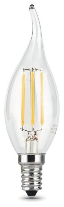 Лампочка светодиодная E14 Свеча на ветру 5W теплый свет 2700K Gold упаковка 10 шт. Gauss Filament