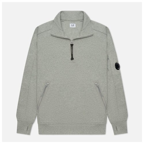 фото Мужская толстовка c.p. company diagonal raised fleece half zip серый , размер s