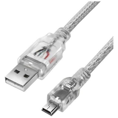 Кабель GREENCONNECT USB 2.0 AM/mini 5P, прозрачный, 28/28 AWG, экран, армированный, морозостойкий, 1.8m GCR-50982 (GCR-50982)