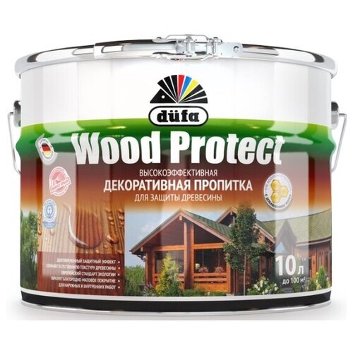 Пропитка декоративная для защиты древесины алкидная Dufa МП000015768, Wood Protect, 10 л, орех
