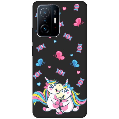 Матовый чехол Unicorns and Candies для Xiaomi 11T / 11T Pro / Сяоми 11Т / 11Т Про с 3D эффектом черный матовый чехол unicorns and candies для xiaomi 13 pro сяоми 13 про с 3d эффектом черный