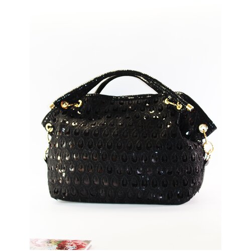 фото Женская сумка-шоппер puna мешок с пайетками в виде капель черного цвета finsa