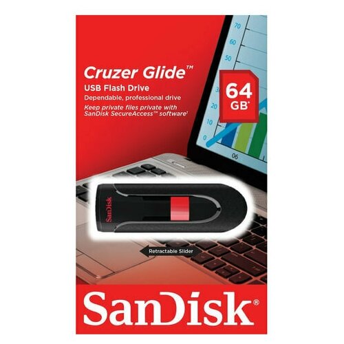 Флеш-диск 64 GB, комплект 3 шт, SANDISK Cruzer Glide, USB 2.0, черный, SDCZ60-064G-B35