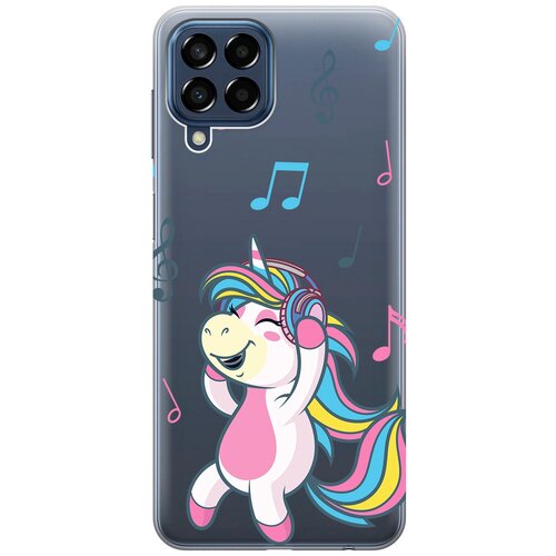 Силиконовый чехол с принтом Musical Unicorn для Samsung Galaxy M33 5G / Самсунг М33 5г матовый чехол unicorn swim ring для samsung galaxy m33 5g самсунг м33 5г с 3d эффектом красный