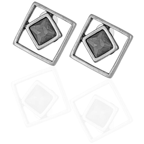 Серьги с подвесками L'attrice di base, кристалл, серебряный, серый дизайнерские искусственно состаренные серьги с серыми кристаллами
