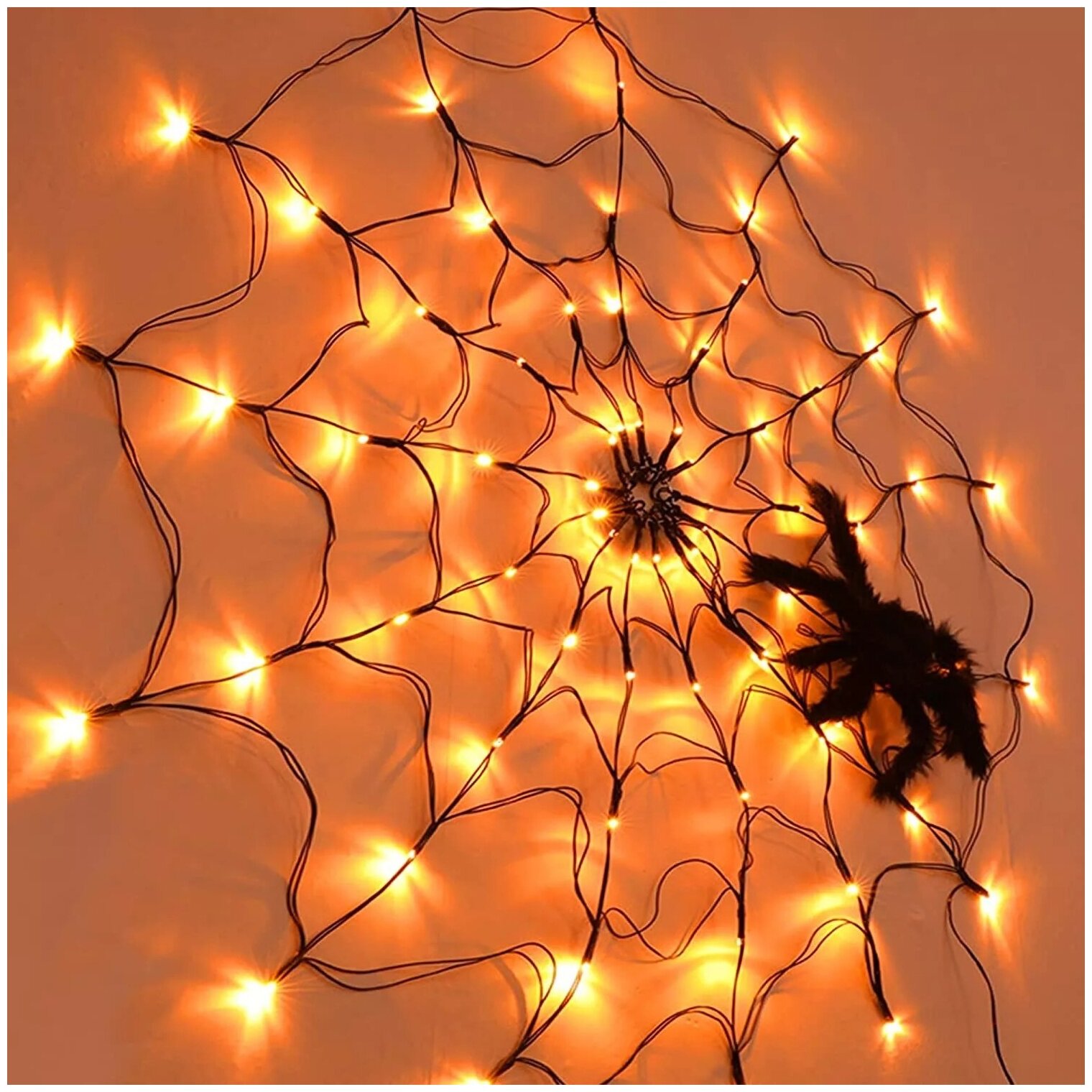 Декоративный светильник, светодиодная электрическая гирлянда в форме паутины