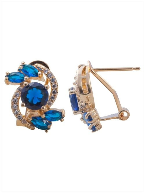 Серьги Lotus Jewelry, шпинель, синий