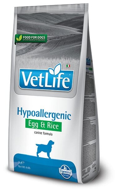 Сухой корм Farmina Vet Life Hypoallergenic Egg&Rice, для собак с пищевой аллергией, яйцо и рис, 2 кг