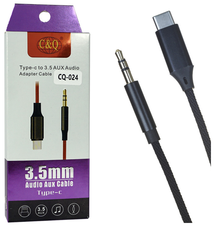 Аудио кабель Type-C (AF) - аудио-джек 3,5 (AM), 1м, чёрный, C &Q CQ024