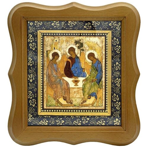 святая троица копия иконы андрея рублева с мощевиком Святая Троица - копия иконы Андрея Рублева на холсте.