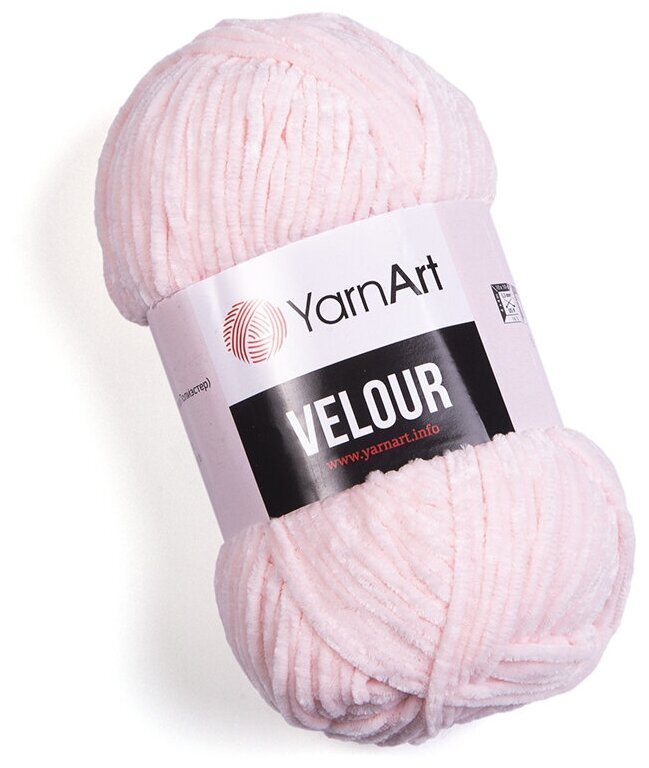 Пряжа YarnArt Velour бледно-розовый (866), 100%микрополиэстер, 170м, 100г, 1шт