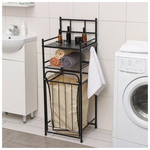 Стеллаж с корзиной для белья 2-х ярусный 3835105 см цвет чёрный 5419₽