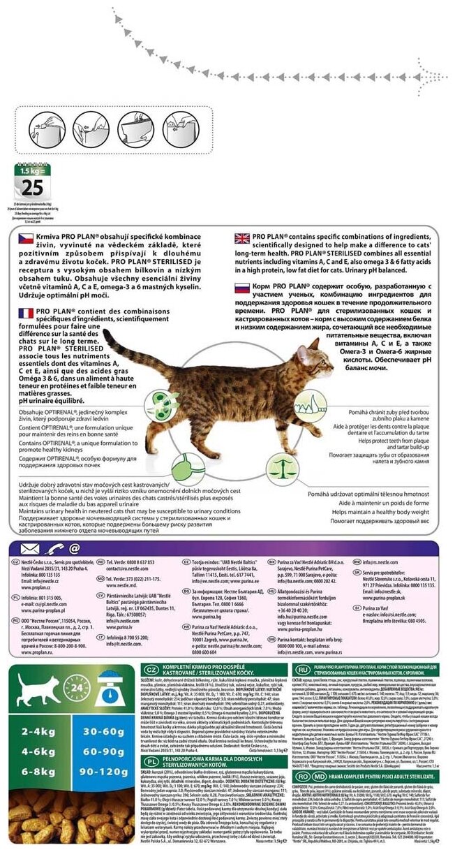 Сухой корм Pro Plan Optirenal Sterilised для взрослых кошек после кастрации/стерилизации, кролик, 3кг - фото №15