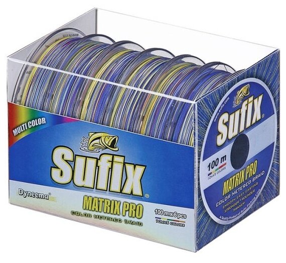 Леска плетеная Sufix Matrix Pro x6 разноцвет. 100 м 0.35 мм 36 кг