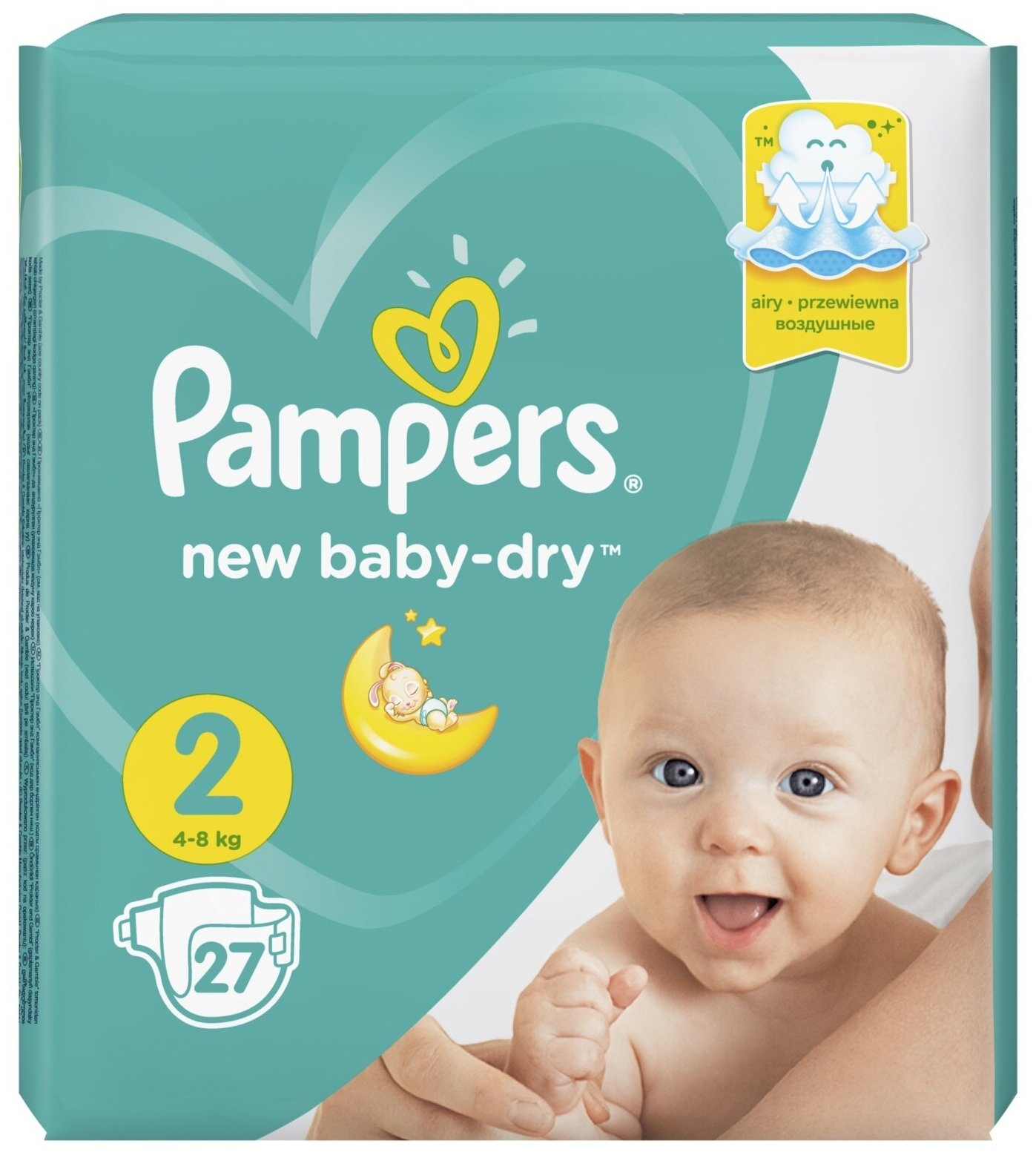 Подгузники Pampers New Baby-Dry, 4-8 кг, размер 2, 27 шт