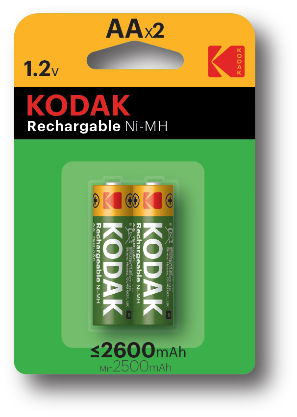 Аккумуляторы NiMH (никель-металлгидридные) Kodak HR6-2BL 2600mAh [KAAHR-2/2600mAh] арт. Б0012678 (2 шт.)