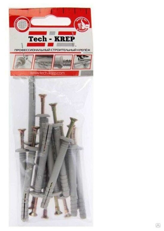 Tech-KREP Дюбель-гвоздь 6х60 с грибовидной манжетой полипропилен (уп.14шт) пакет Tech-Krep 102946
