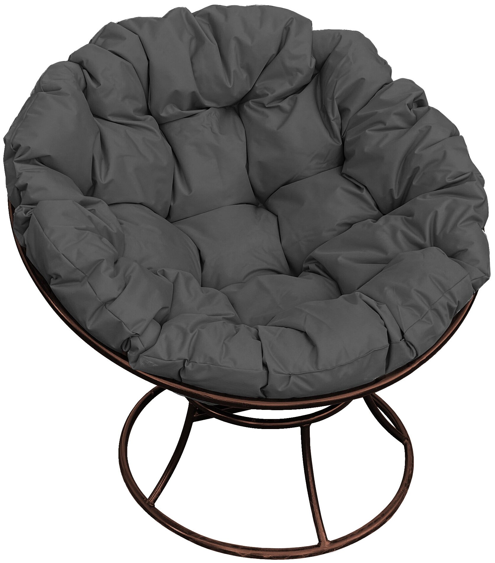 Кресло m-group папасан коричневое, серая подушка - фотография № 5