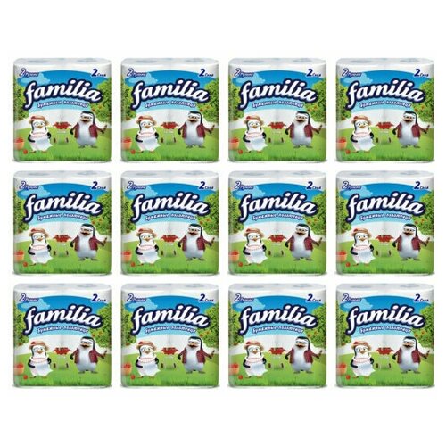 Familia Бумажные полотенца белые двухслойные, 2шт, 12 упаковок