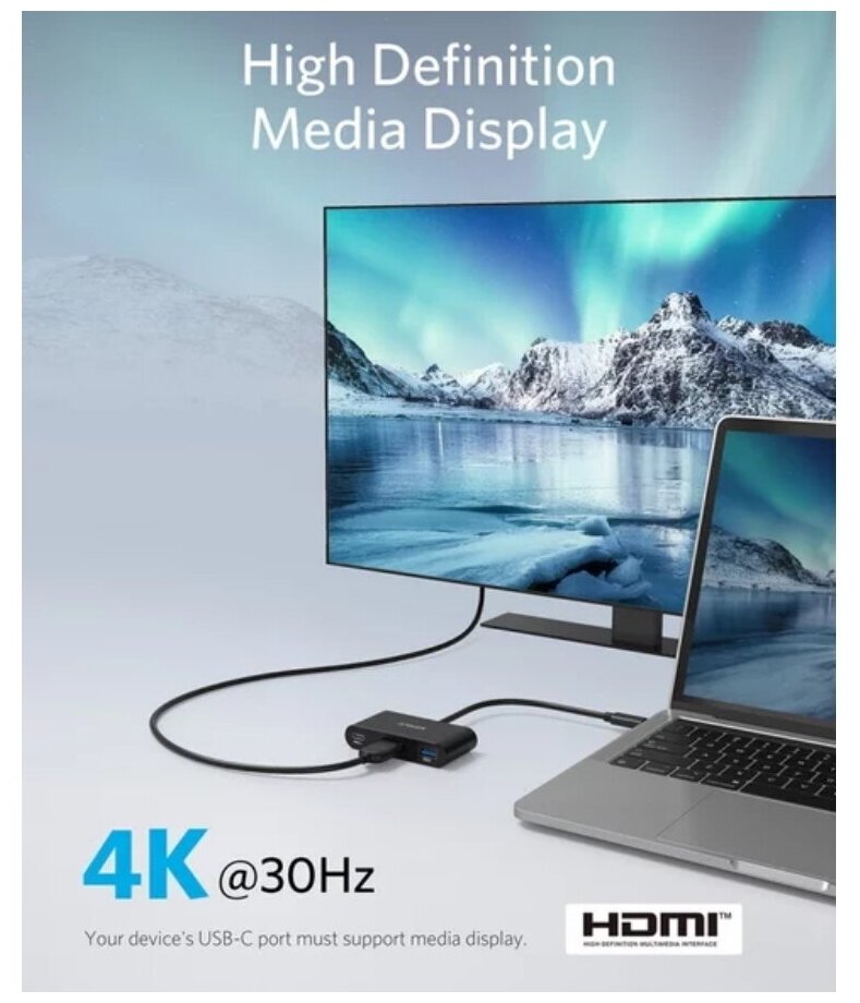 Хаб Anker A8339 PowerExpand 3-in-1 USB-C PD Hub Black (A83396A1)