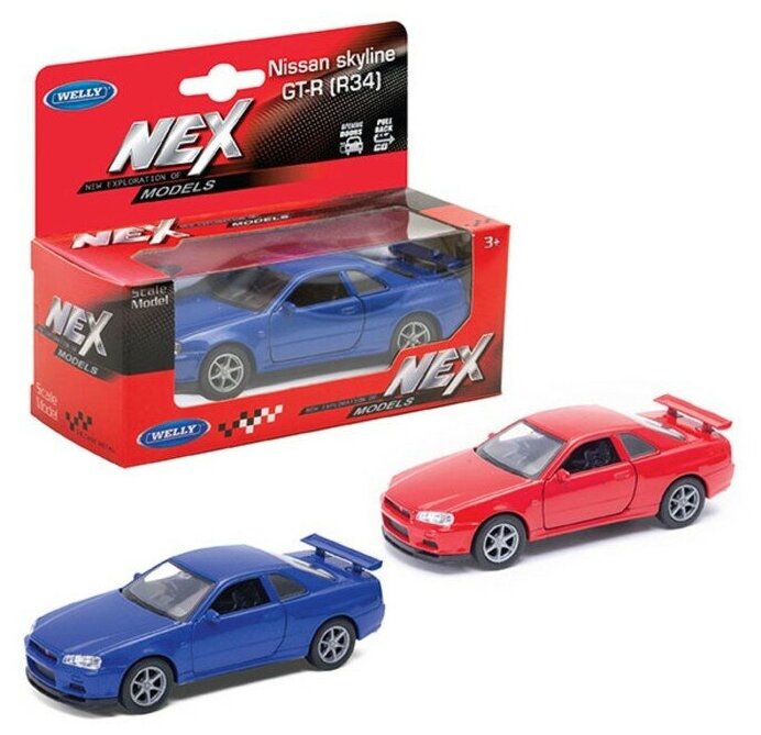 Машинка 1:38 Nissan Skyline GT-R R34, пруж. мех, цвет в асс.