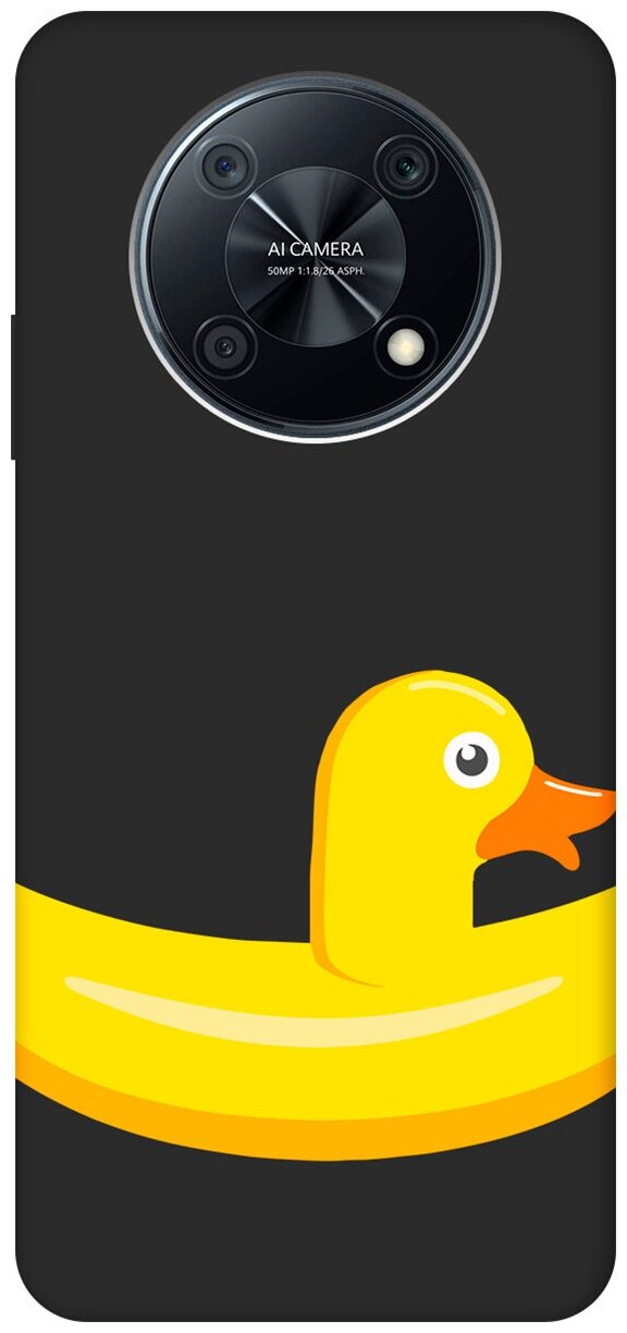 Матовый Soft Touch силиконовый чехол на Huawei nova Y90, Хуавей Нова У90 с 3D принтом "Duck Swim Ring" черный