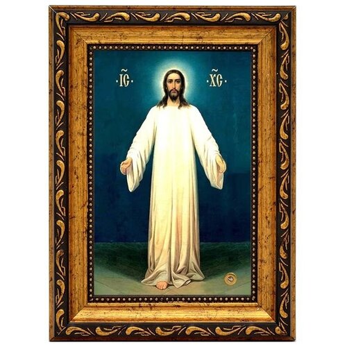 Иисус в белых одеждах (Спас в белом хитоне). Икона на холсте с мощевиком. козлов в ф черные ангелы в белых одеждах