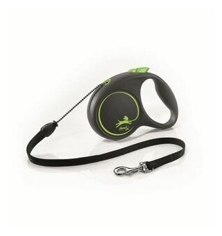 Поводок-рулетка для собак Flexi Black Design M тросовый черный/зеленый 5 м - фотография № 6