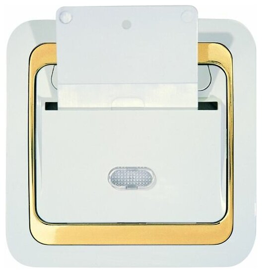 фото Выключатель с карточным ключом с подсветкой Mimoza белый/ золото без задержки отключ. встроенный монтаж (Makel), арт. 12383