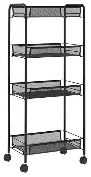 Этажерка "Ладья 24К" 4 корзины (44*25*100) на колесах, черная Э342Ч - фотография № 6