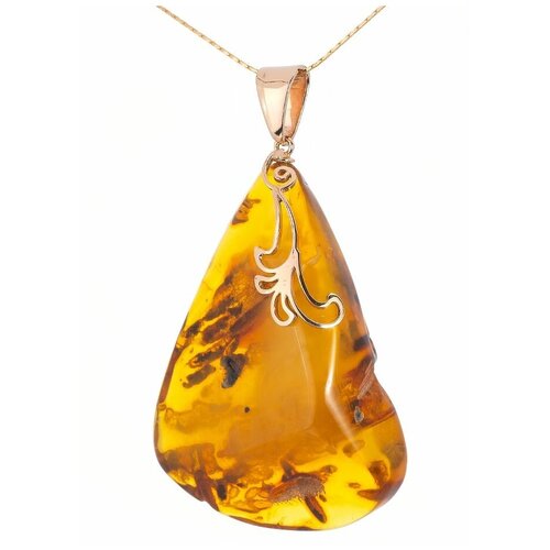 Подвеска Amberprofi, серебро, 925 проба, золочение, янтарь