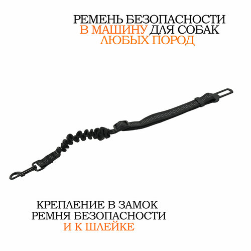 Ремень безопасности для собак в автомобиль, черный