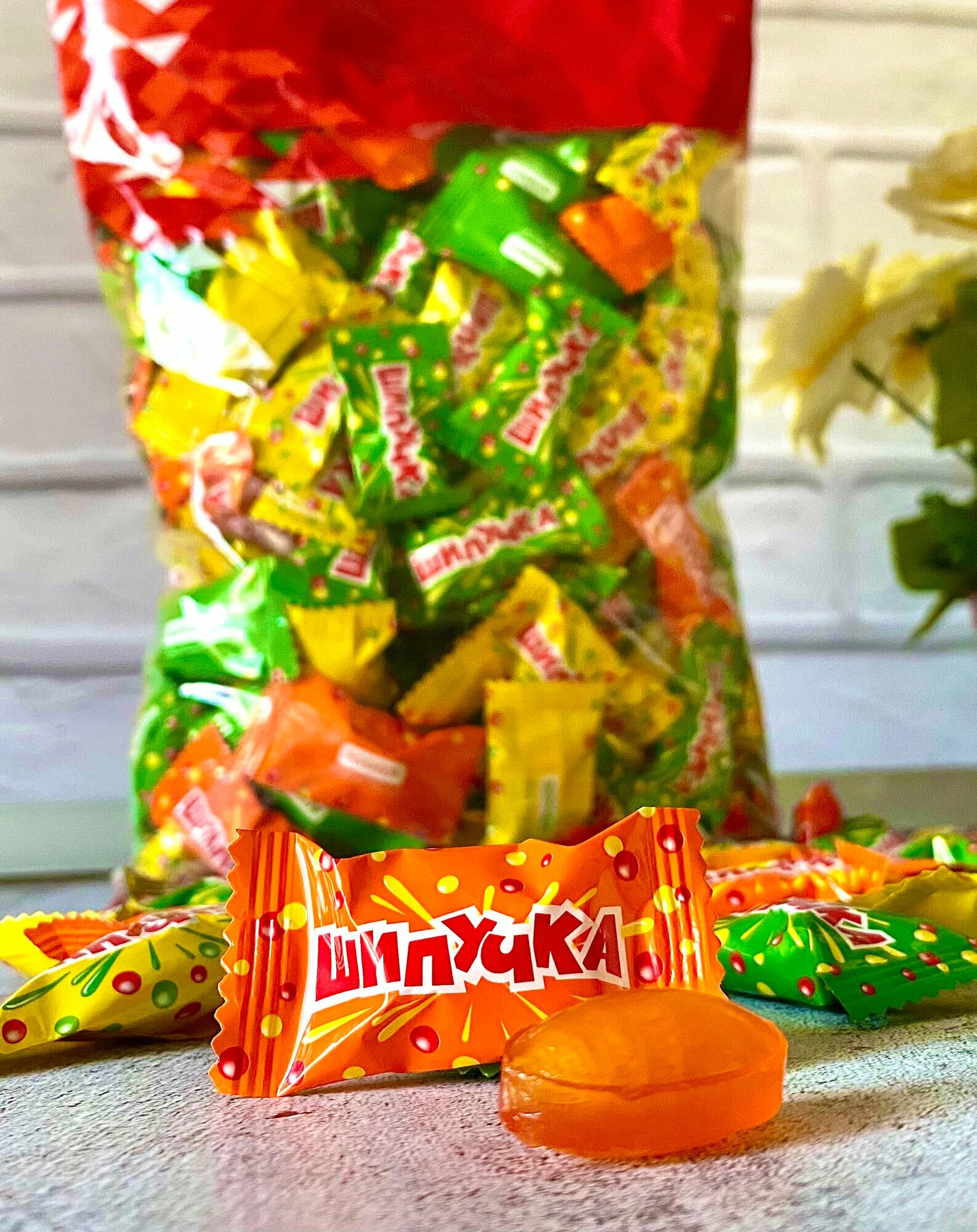 Конфеты «Шипучка» с порошковой начинкой, 1кг со вкусами апельсина, лайма и колы — фото 1